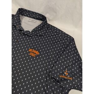 Horn Legend Skull Print Bamboo‎ Charcoal Oklahoma State Winter Park Golf XXL EUC
